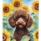 Edge Collections - 11.25" X 15.50" - Multicolor - Chocolate Poodle in Sunflowers Decorative - 1 Piece